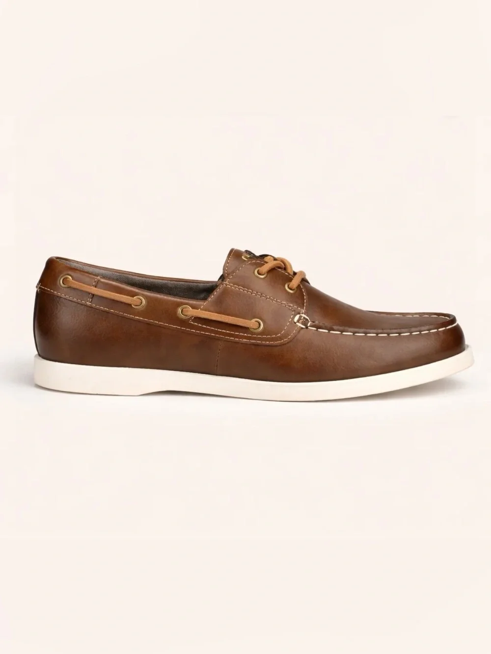 Chaps Brown Leather Moc Toe Boat Shoe